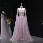 Luxury Beaded Burgundy Evening Dress with Cape Sleeve SS543