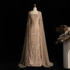 Luxury Crystal Pink Evening Dress with Cape SS393