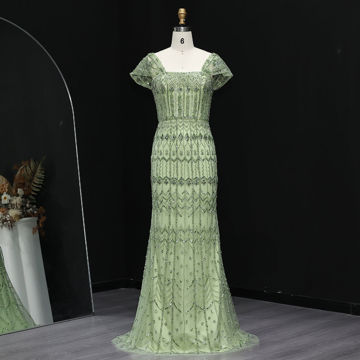 Luxury Beaded Off-Shoulder Mermaid Evening Dress SS291