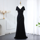 Luxury Silver Nude Mermaid Evening Dress with Cap Sleeves SS045