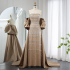 Luxury Beaded Sage Green Evening Dresses with Cape SS238