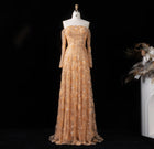 Elegant Pink Long Sleeve Beaded Embroidered Evening Dress SS638