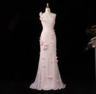 Luxury Light Yellow 3D Floral Sequin Spaghetti Strap Evening Dress SF438