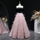 Black Velvet Pink Feather Off Shoulder Evening Dress
