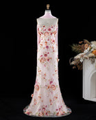 Pink Sweetheart 3D Floral Mermaid Evening Dress with Scarf