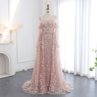 Elegant 3D Flowers Pink Evening Dress with Overskirt SS352