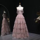 Glamorous Pink Strapless Sequin Tiered Evening Dress SS612
