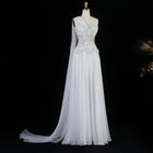 Elegant Blush Pink 3D Floral Beaded One-Shoulder Cape Evening Dress SS285