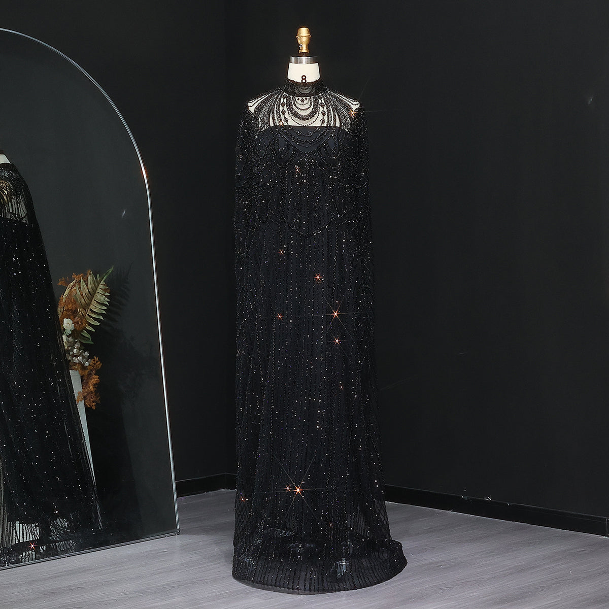Luxury Nude Beaded High Neck 2 pieces Evening Dress SS780