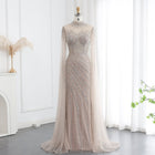 Luxury Black Nude Mermaid Evening Dresses with Cape Sleeves SS162