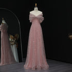 Stunning Beaded Blush Pink Off-Shoulder Evening Dress SS653