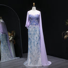 Luxury Lilac Strapless Cape Beaded Mermaid Evening Dress
