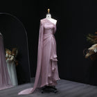 Elegant Lilac Draped Evening Dress with Cape SF199