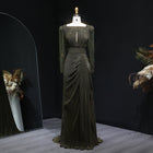 Luxury Beaded Long Sleeves Evening Dress with Overskirt SF410