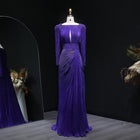Luxury Beaded Long Sleeves Evening Dress with Overskirt SF410