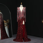 Luxury Black V-Neck Long Sleeves Mermaid Evening Dresses SS250