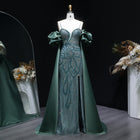 Luxury Lilac High-Slit Beaded Cape Evening Dress with Cap Sleeves SS157