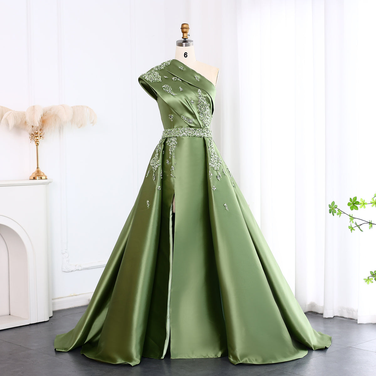 Luxury Crystal Evening Dress with Overskirt SS599