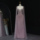 Luxury Beaded Pink Evening Dress with Cape Sleeves SS194