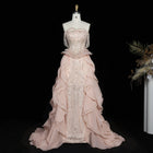 Regal Champagne Beaded Mermaid Evening Gown with Overskirt SS236