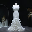 Elegant 3D flowers Off Shoulder White Evening Dress SF206