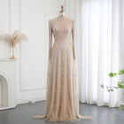 Sage Green High Neck Cape Sleeves Beaded Evening Dress