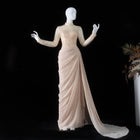 Luxury Long Sleeve Train Evening Dress with Overskirt SF429