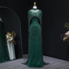Luxury Long Sleeves Nude Evening Dress with Cape SS369A