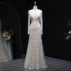 Luxury Green Printed Lace Long Sleeve Evening Dress SF252