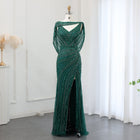 Luxury Beaded Silver Mermaid Evening Dress with Cape SS035