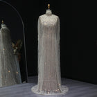 Luxury Pearls Champagne Evening Dress with Cape SS691
