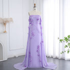 Elegant 3D Flower Lilac Off Shoulder Evening Dress SS450