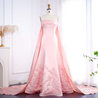Luxury Crystal 3D Leaves Sage Green Sleeveless Evening Dress with Cape SS449