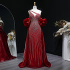 Luxury Dusty Pink One-Shoulder Beaded Fitted Evening Dress with Cape SS016