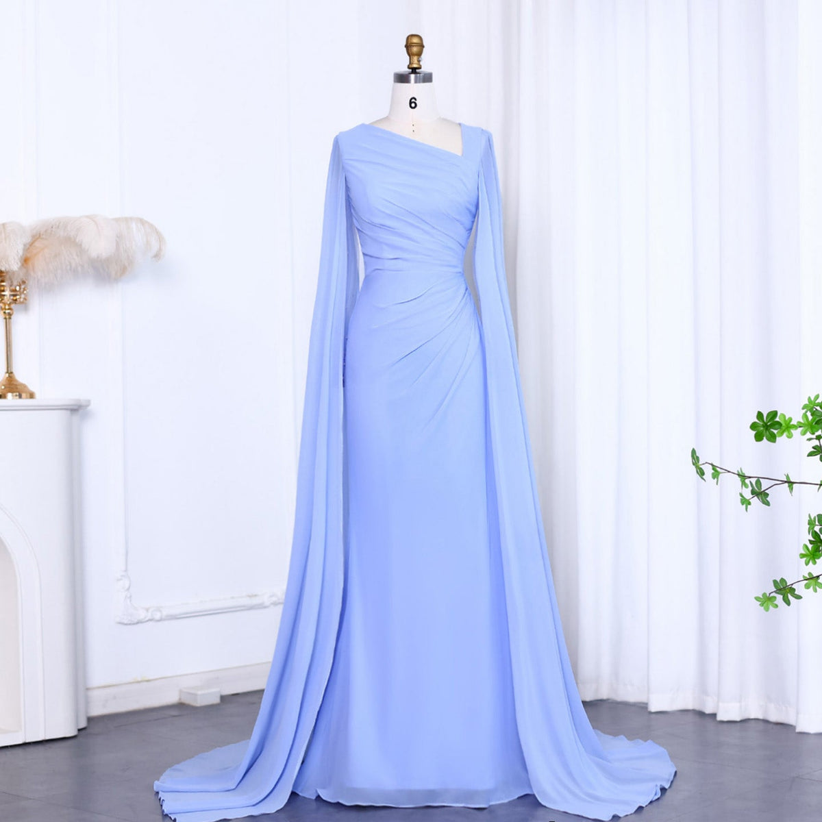 Elegant Green Long Sleeve Evening Dress SF051