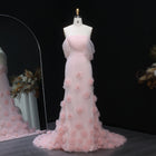 Elegant Pink 3D Flowers Off Shoulder Evening dress SF383