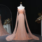 Purple Lace Mermaid Evening Dress with Cape Sleeves SF055