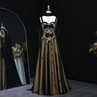 Luxury Black Gradient Strapless Lace Evening Dress with Scarf and Gloves SF241