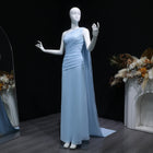 Elegant Yellow Mermaid Evening Dress with Cap Sleeves SF091