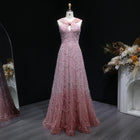 Glamorous Pink Ombre Beaded Sequin Halter Evening Dress SS709