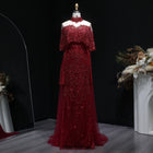 Gray Off Shoulder Beaded Evening Dress with Cape SS557