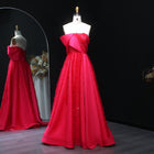 Luxury Beaded Fuchsia Ball Gown with Train Evening Dress XD042