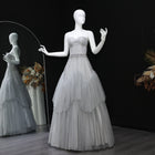 Elegant Gray Spaghetti straps A-Line Evening Dress SF314
