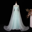 Luxury Lilac A-Line Evening Dress with Cape Sleeves SS451