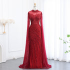 Luxury Black Nude Mermaid Evening Dresses with Cape Sleeves SS162