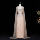 Luxury Mermaid Beaded Evening Dress with Cape SS156