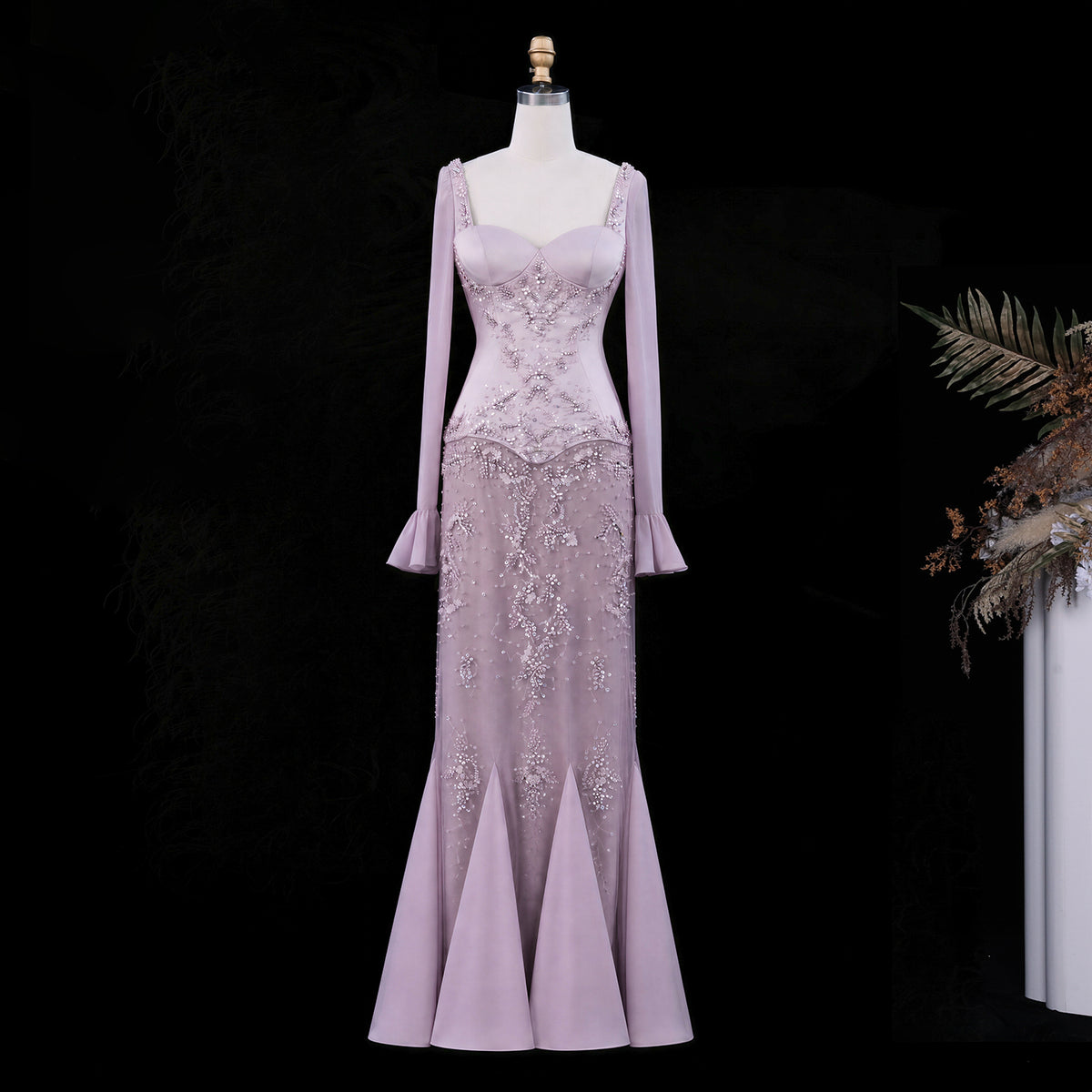 Pink Pearls Beaded Evening Dress SS211