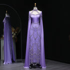 Luxury Pink Beaded Evening Dress with Cape Sleeves SS662