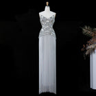 Luxury Gold Strapless Beaded Scalloped Fringe Evening Dress SS336
