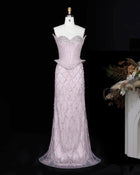 Crystal Beaded Mermaid Evening Dress with Scarf